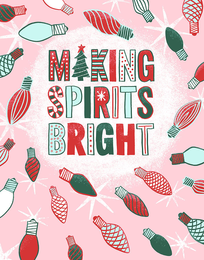 Vintage Painting - Making Spirits Bright Vintage Lightbulbs by Jen Montgomery