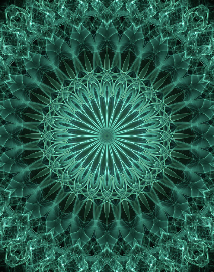 Malachite green mandala Digital Art by Jaroslaw Blaminsky