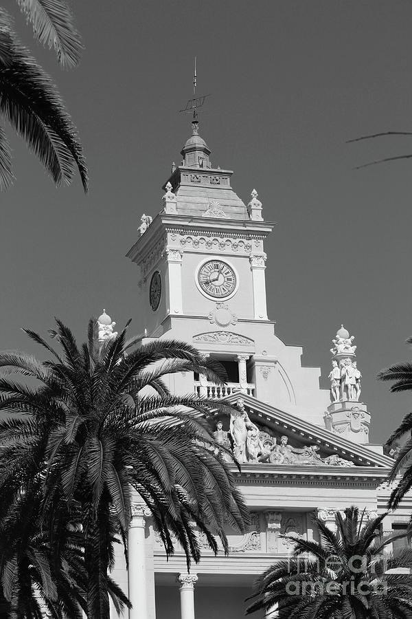 Malaga Town Hall bw Photograph by Eddie Barron