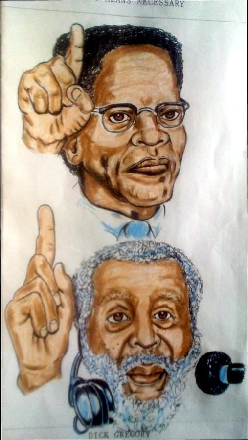 Malcolm X and Dick Gregory Drawing by Joedee