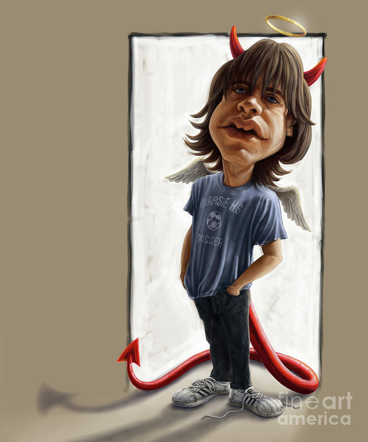 Malcolm Young Digital Art - Malcolm Young caricature by Andre Koekemoer