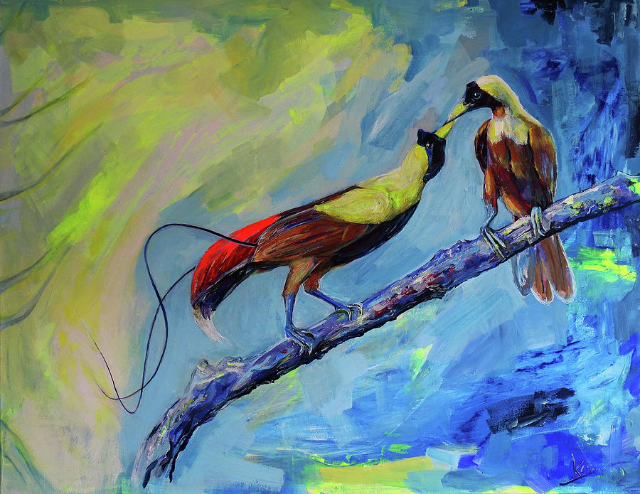 Male and Female Birds of Paradise Painting by Koro Arandia