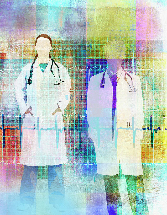 Male And Female Doctors Superimposed Photograph by Ikon Images