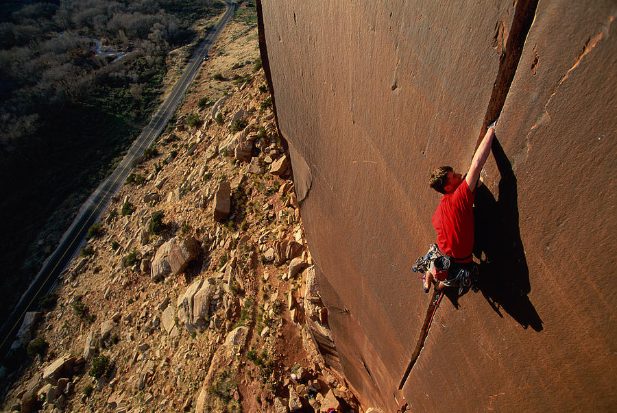 Male Climber On Vertical Photograph by Tyler Stableford