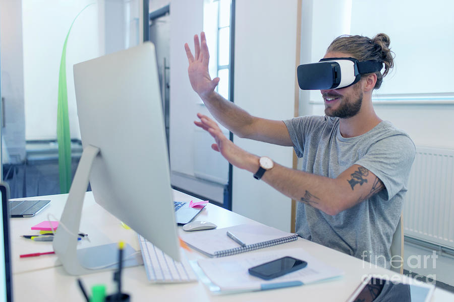 Male Computer Programmer Programming Vr Glasses Photograph by Caia ...