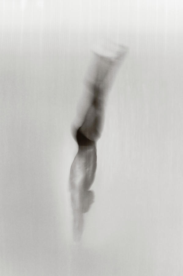 Male Diver Diving Blurred Motion B&w Photograph by David Madison