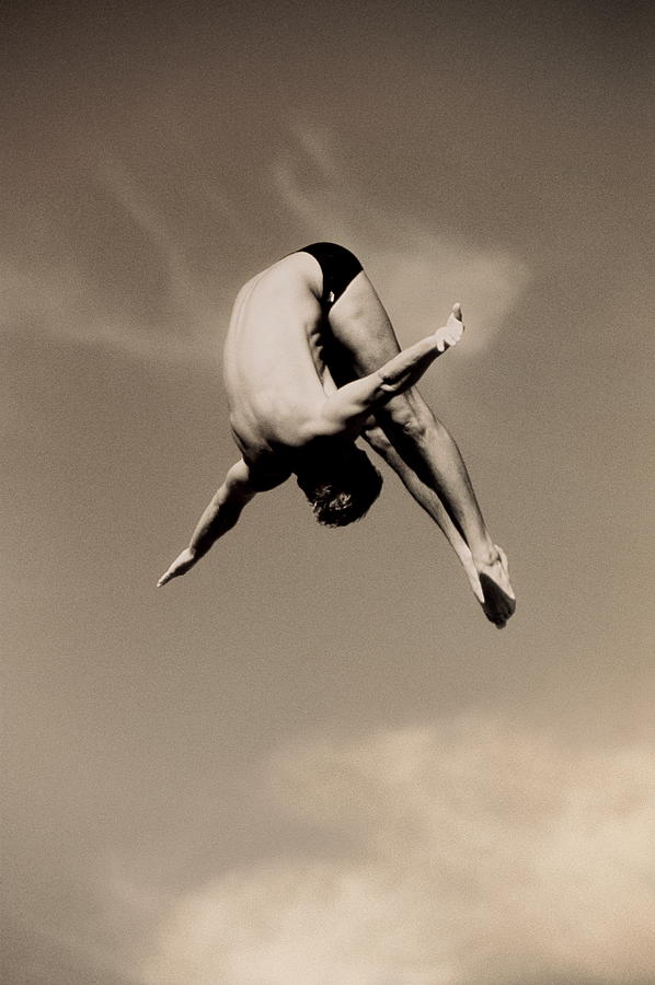 Male Diver In Mid-air Photograph by David Madison