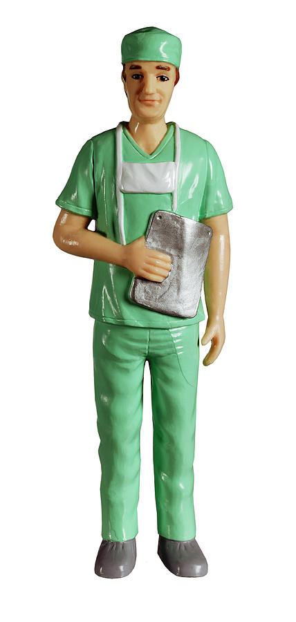Vintage Drawing - Male Doctor in Scrubs by CSA Images