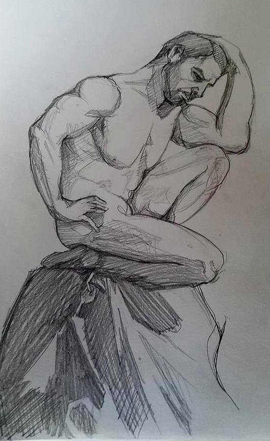 Male Figure Drawing by Julie Gallagher - Fine Art America