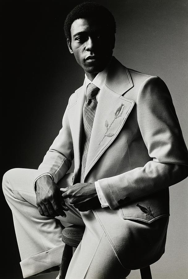 Male Model In A Suit With Embroidered Flower Lapel Photograph by Bill Cahill
