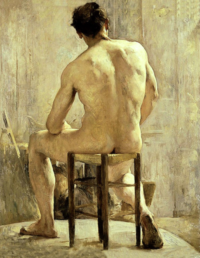 Male Model Painting by Jules Gustave Besson