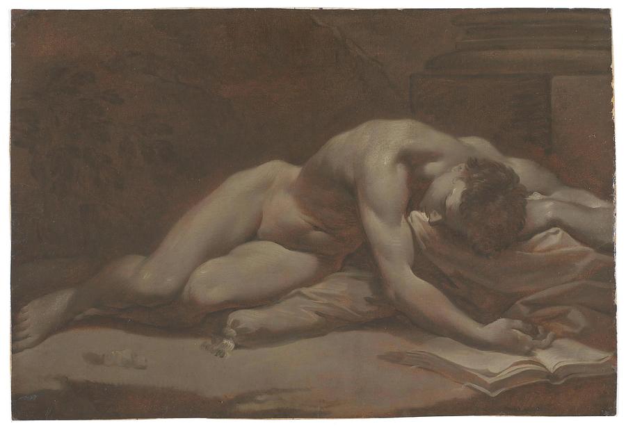 Male nude. 1714 - 1722. Oil on paper. Painting by Donato Creti Male nude. 1714 - 1722. Oil on paper. Painting by Donato Creti