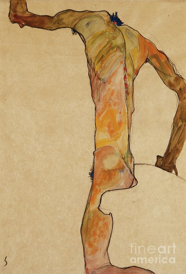 Male Nude; Mannlicher Akt, 1910 Painting by Egon Schiele