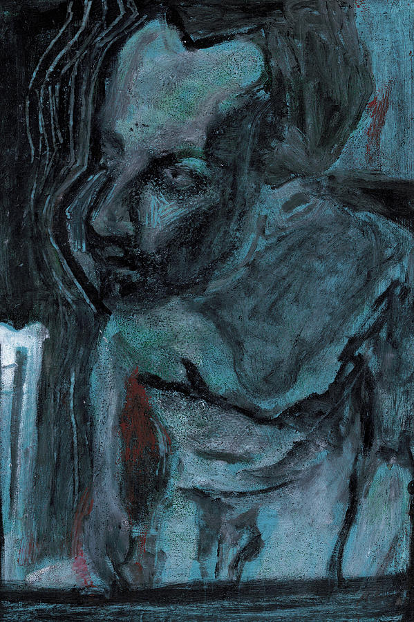 Male nude standing crouched 9 Painting by Edgeworth Johnstone