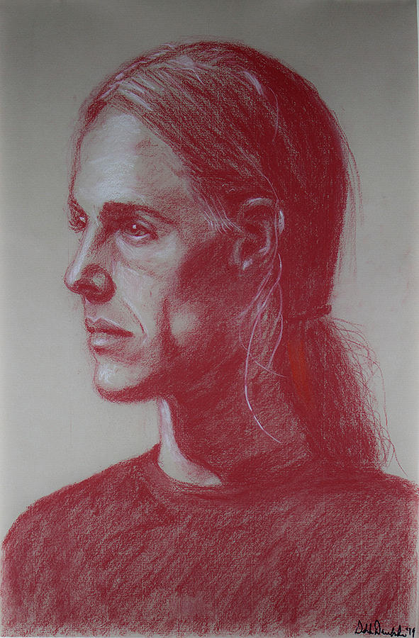 Male Portrait Study With Pastel Pencil Drawing