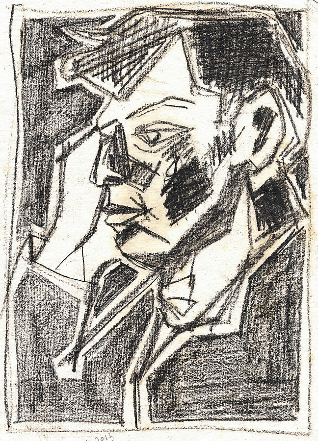 Male Side Portrait Pencil Drawing by Edgeworth Johnstone