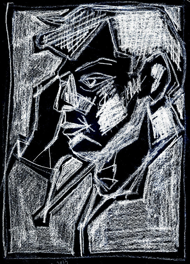 Male Side Portrait White on Black 2 Digital Art by Edgeworth Johnstone