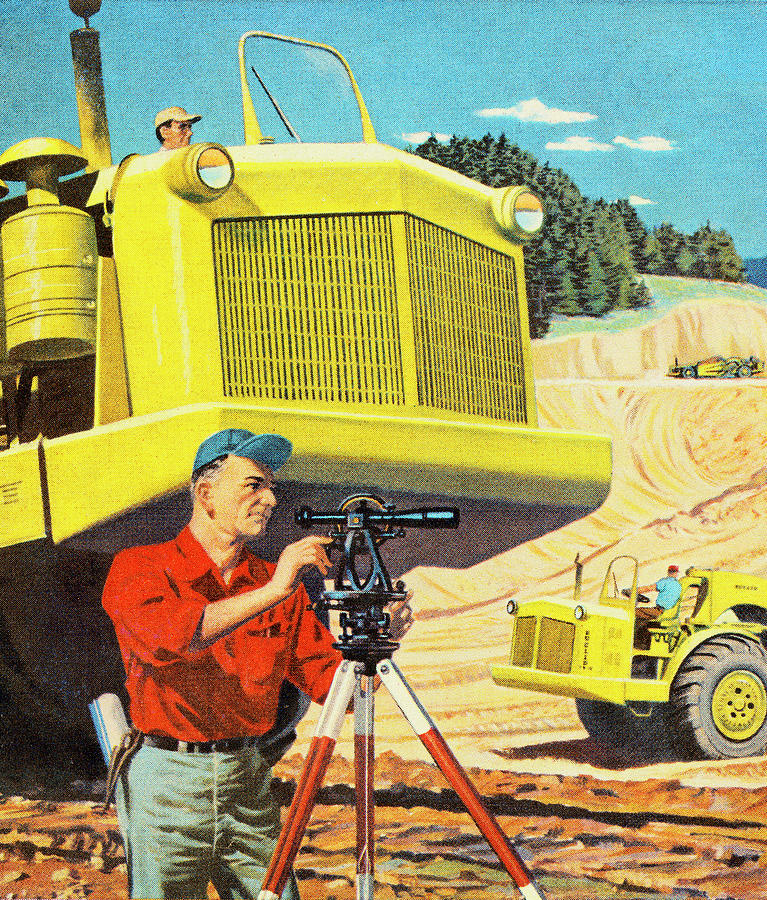 Transportation Drawing - Male Surveyor by CSA Images