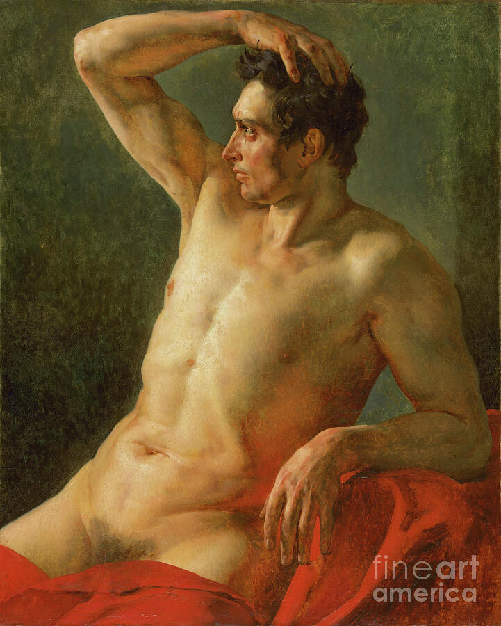 Male Torso In Profile, Right Arm Raised, 1812 Painting by Theodore Gericault Male Torso In Profile, Right Arm Raised, 1812 Painting by Theodore Gericault