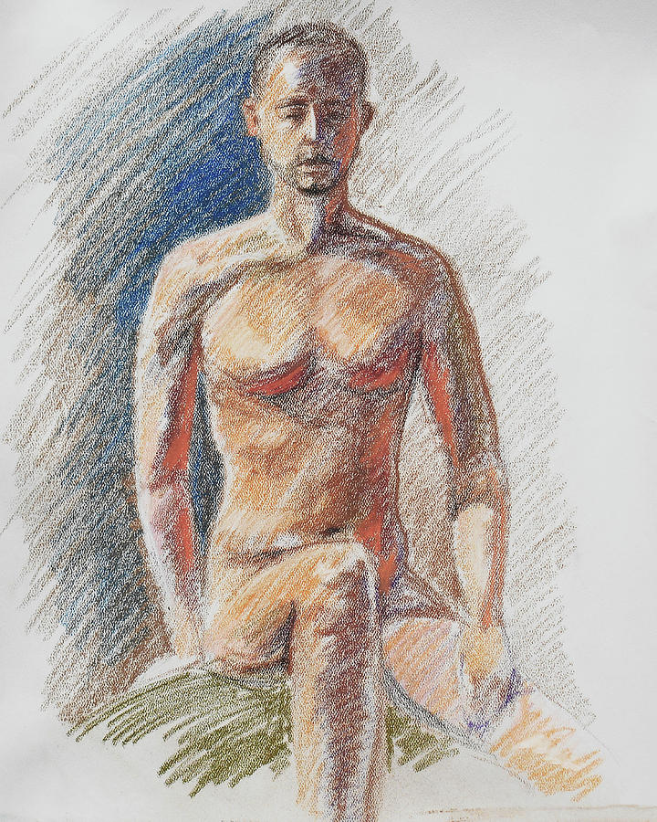 Male Torso Study In Pastel  Painting by Irina Sztukowski
