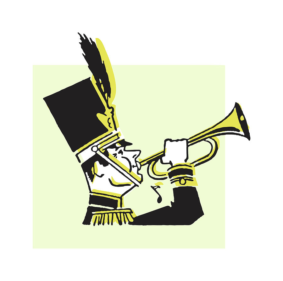 Music Drawing - Male Trumpeter in Marching Band by CSA Images
