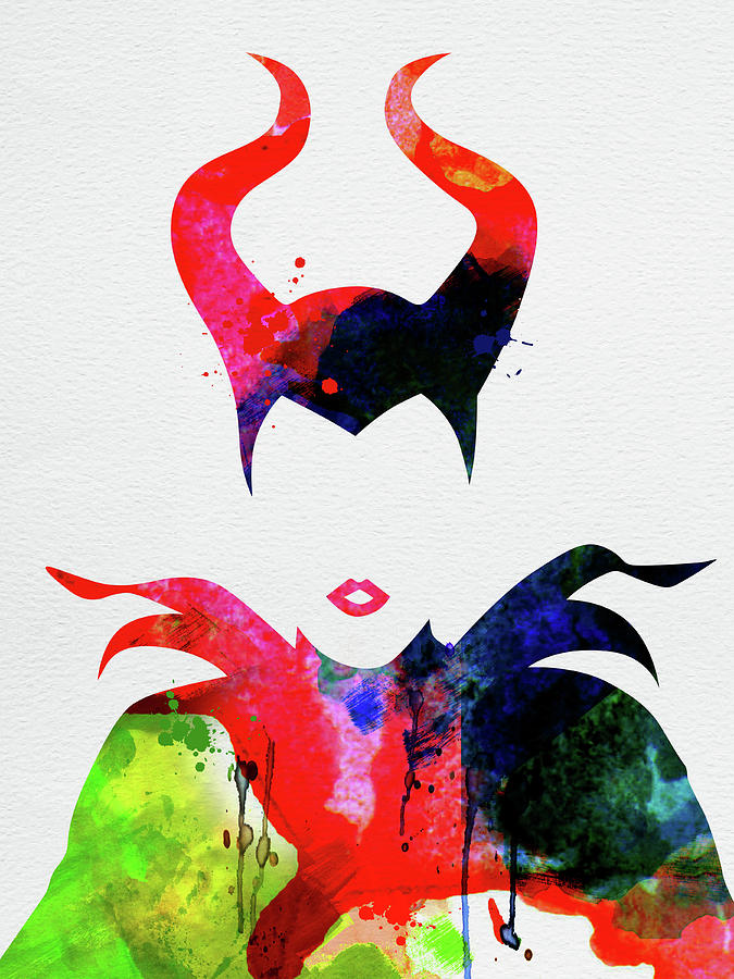 Maleficent Watercolor Mixed Media by Naxart Studio