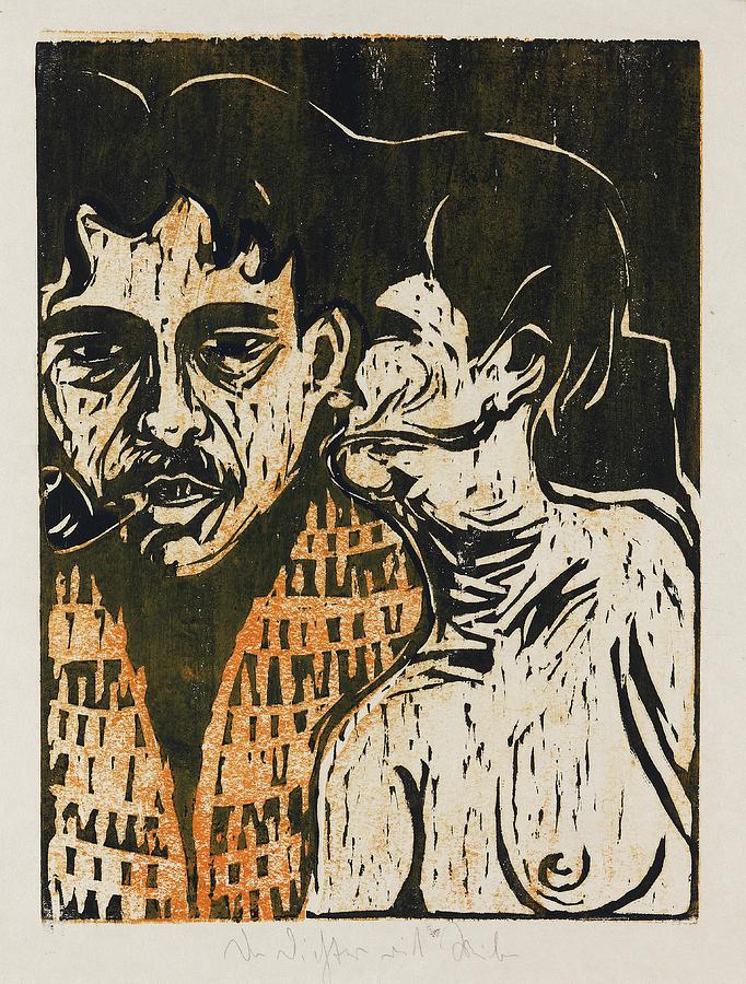 Abstract Painting - Maler Und Modell  Dichter Und Weib by Ernst Ludwig Kirchner
