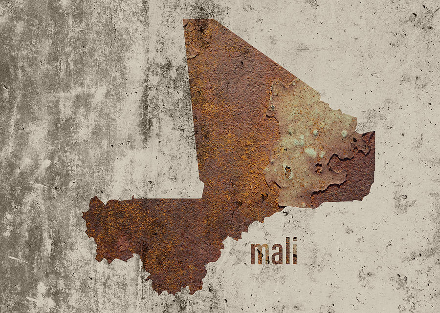 Mali Map Rusty Cement Country Shape Series Mixed Media By Design   Mali Map Rusty Cement Country Shape Series Design Turnpike 