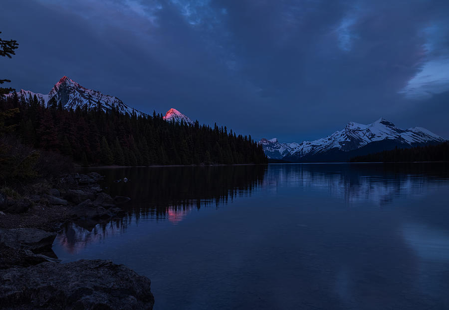 Maligne Lake At Blue Hour Photograph by Jenny L. Zhang ( ???