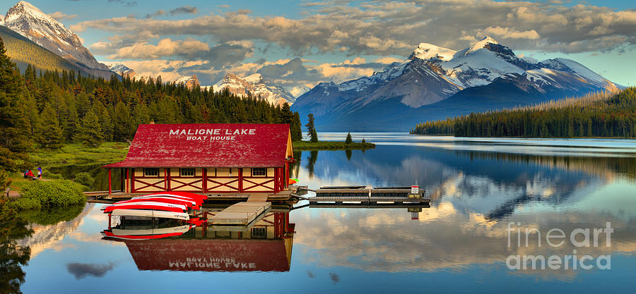Maligne Lake Boathouse In The Canadian Rockies Photograph by Adam Jewell