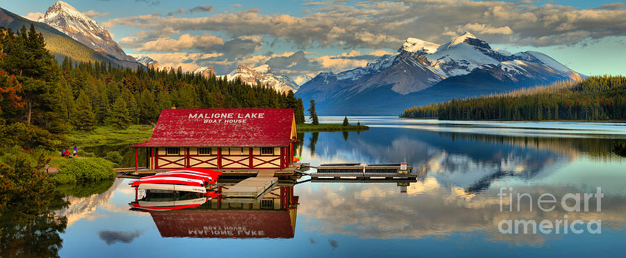 Maligne Lake Calm Afternoon Panorama Photograph by Adam Jewell
