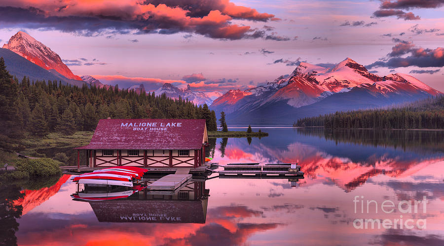 Maligne Lake Perfect Pastel Sunset Photograph by Adam Jewell