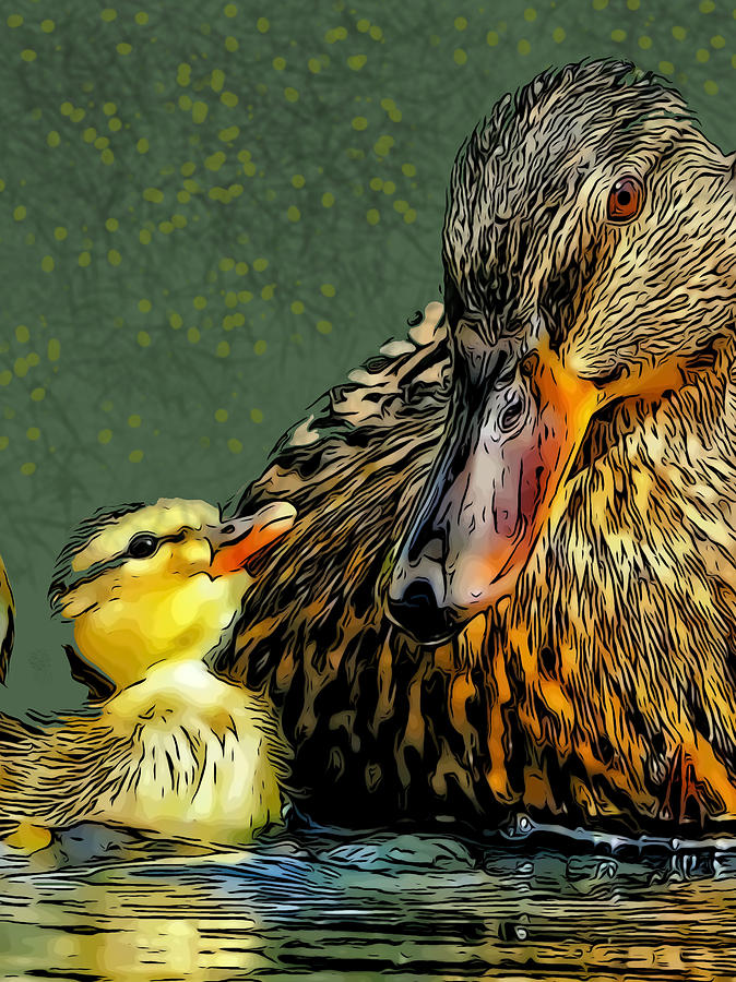 Mallard Hen And Duckling Digital Art by Ernest Smith - Pixels