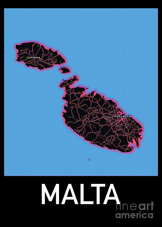 Malta Map Digital Art by HELGE Art Gallery