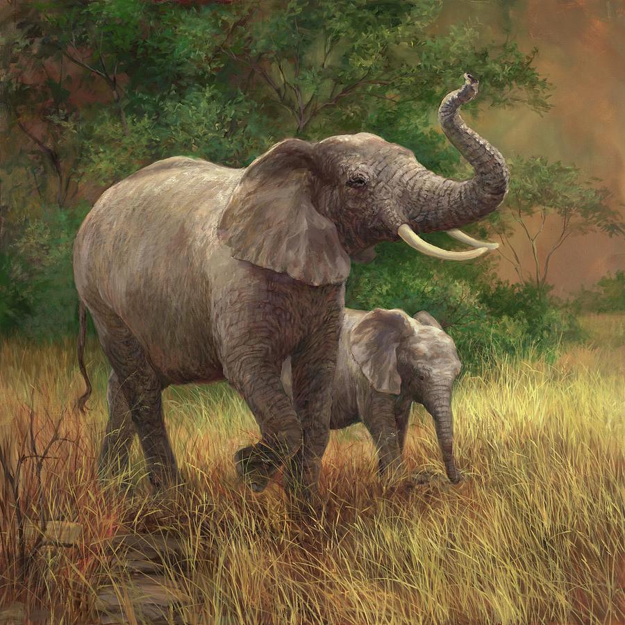 Animal Painting - Good Luck Elephant #1 by Laurie Snow Hein