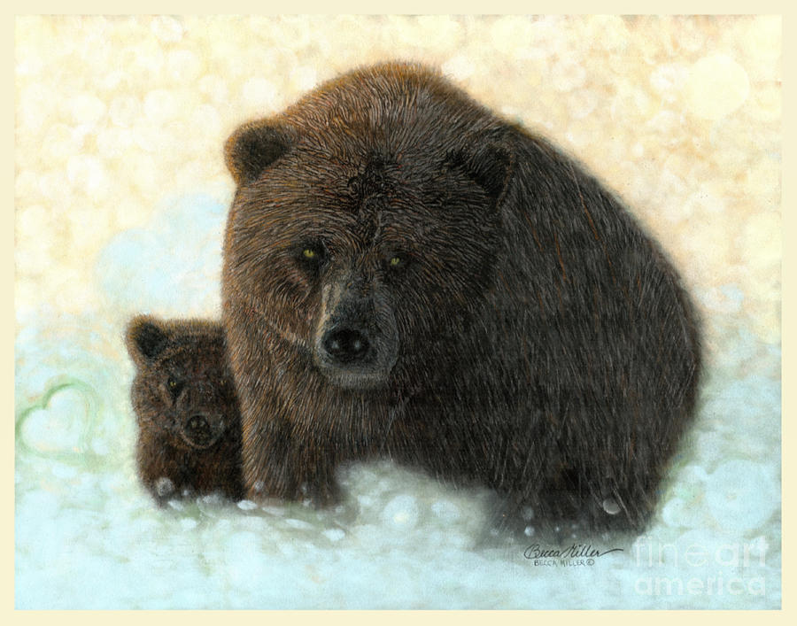 Mama Bear and Cub Drawing by Becca Miller Pixels