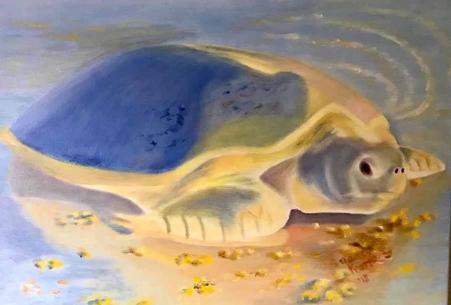 Sea Turtle Painting - Mama Sea Turtle by Nancy Pratt