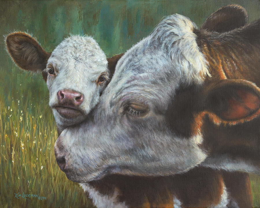 Cow Painting - Mamas Boy by Kim Lockman