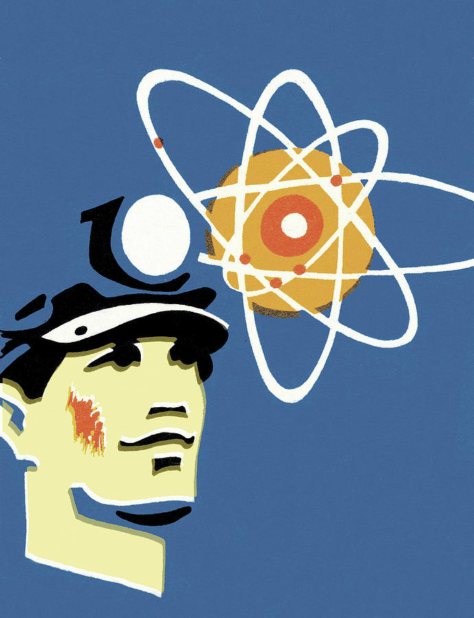 Vintage Drawing - Man and Atom by CSA Images