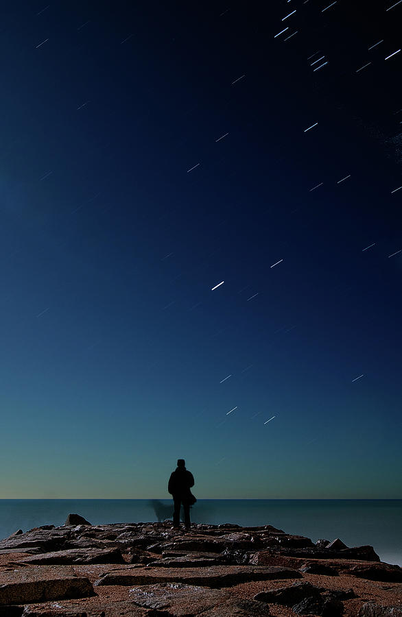 Man And Dog Watching Stars At Night Photograph by Jonatan Hernandez Photography