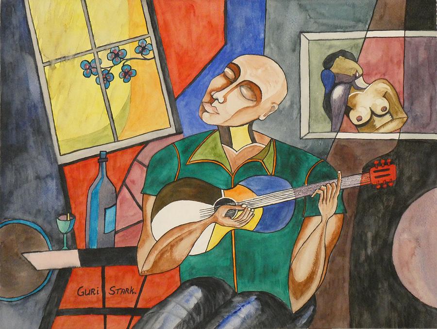 Man And Guitar Painting