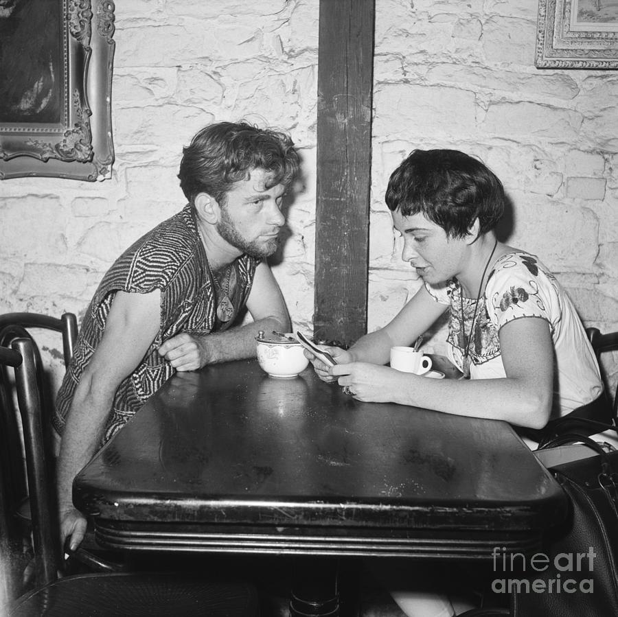 Man And Woman Drink Coffee In Beatnik Photograph by Bettmann