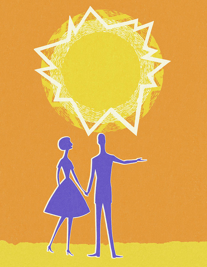 Abstract Drawing - Man and Woman Under The Sun by CSA Images