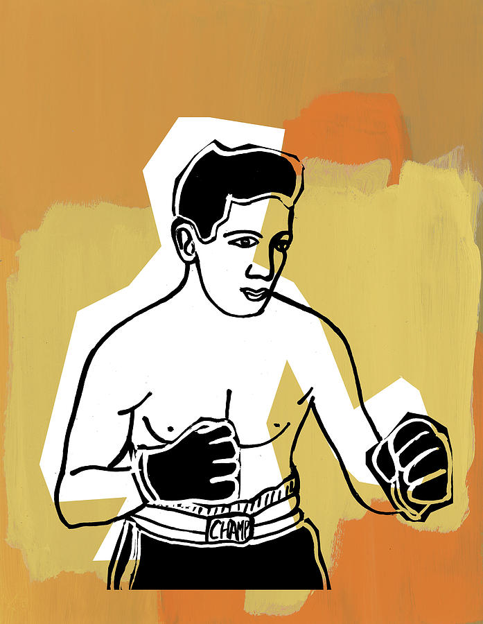 Sports Drawing - Man Boxing by CSA Images