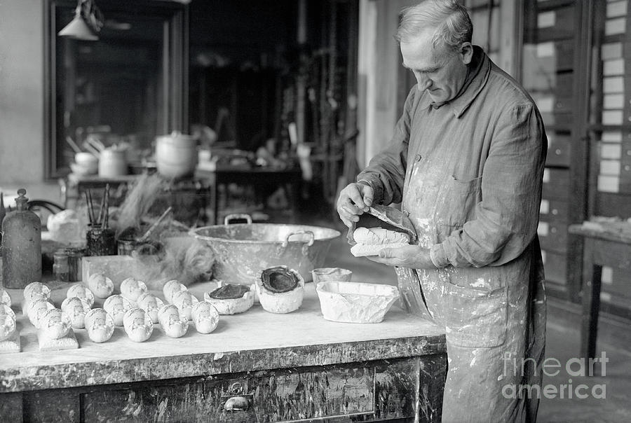 Man Casting Duplicates Of Dinosaur Eggs Photograph by Bettmann