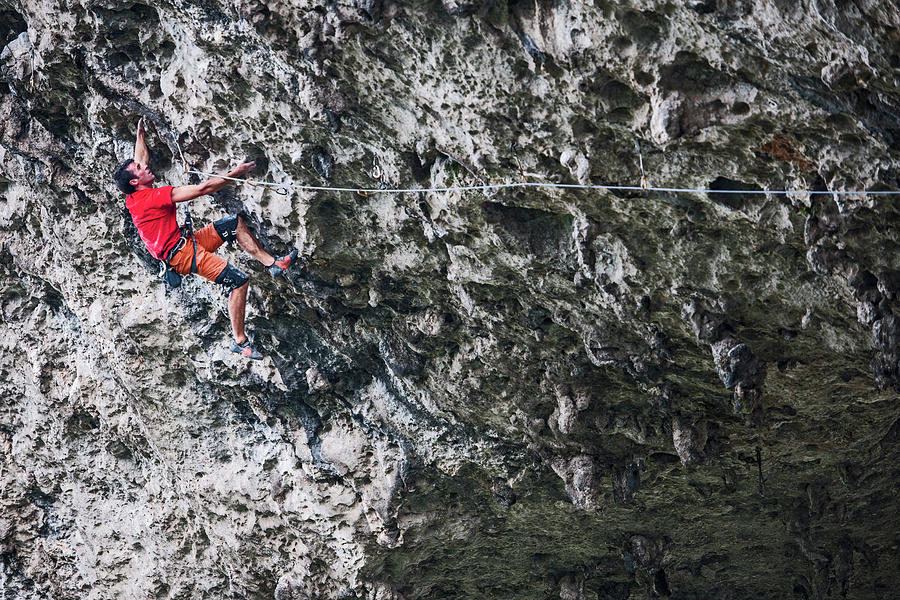 Man Climbing On Moon Hill In Yangshuo, A Climbing Mekka In China ...