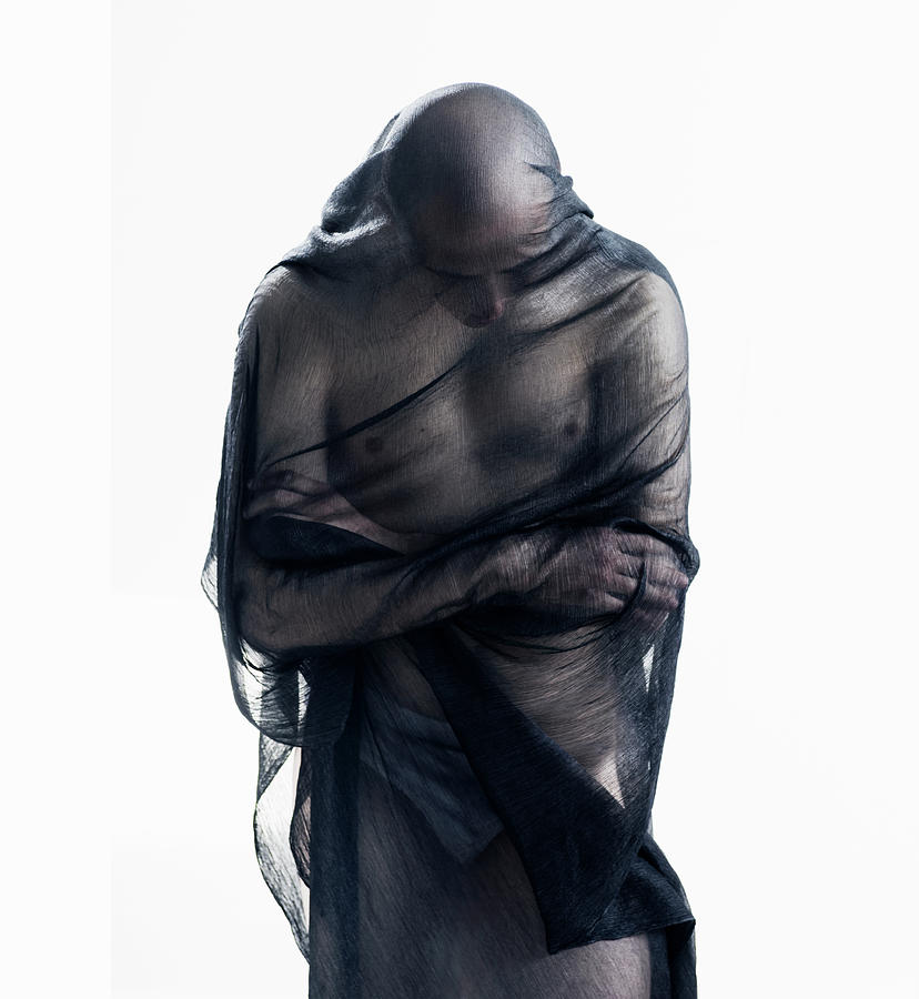 Man Covered In Black Material Photograph by Tara Moore