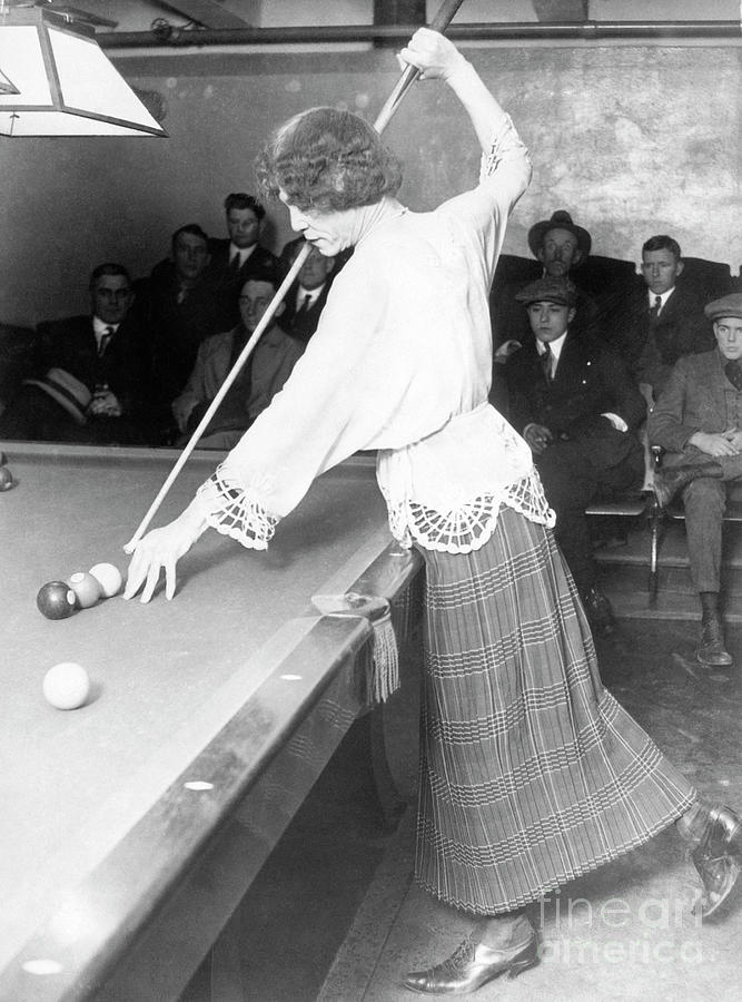 Man Dressed As Woman Aiming Cue At Pool Photograph by Bettmann