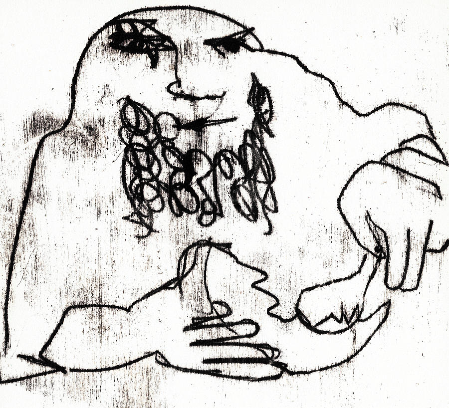 Man Eating Drawing by Edgeworth Johnstone