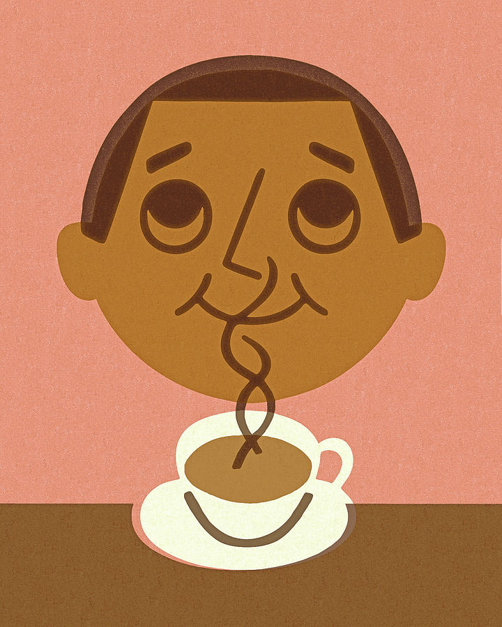 Coffee Drawing - Man Enjoying Coffee by CSA Images